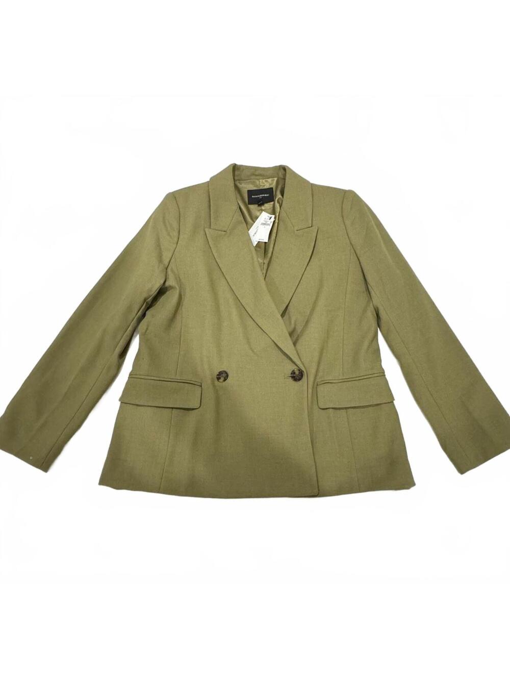 NWT Banana Republic Khaki Green Relaxed Fit Double Breasted Boyfriend Blazer 8 - Picture 2 of 9